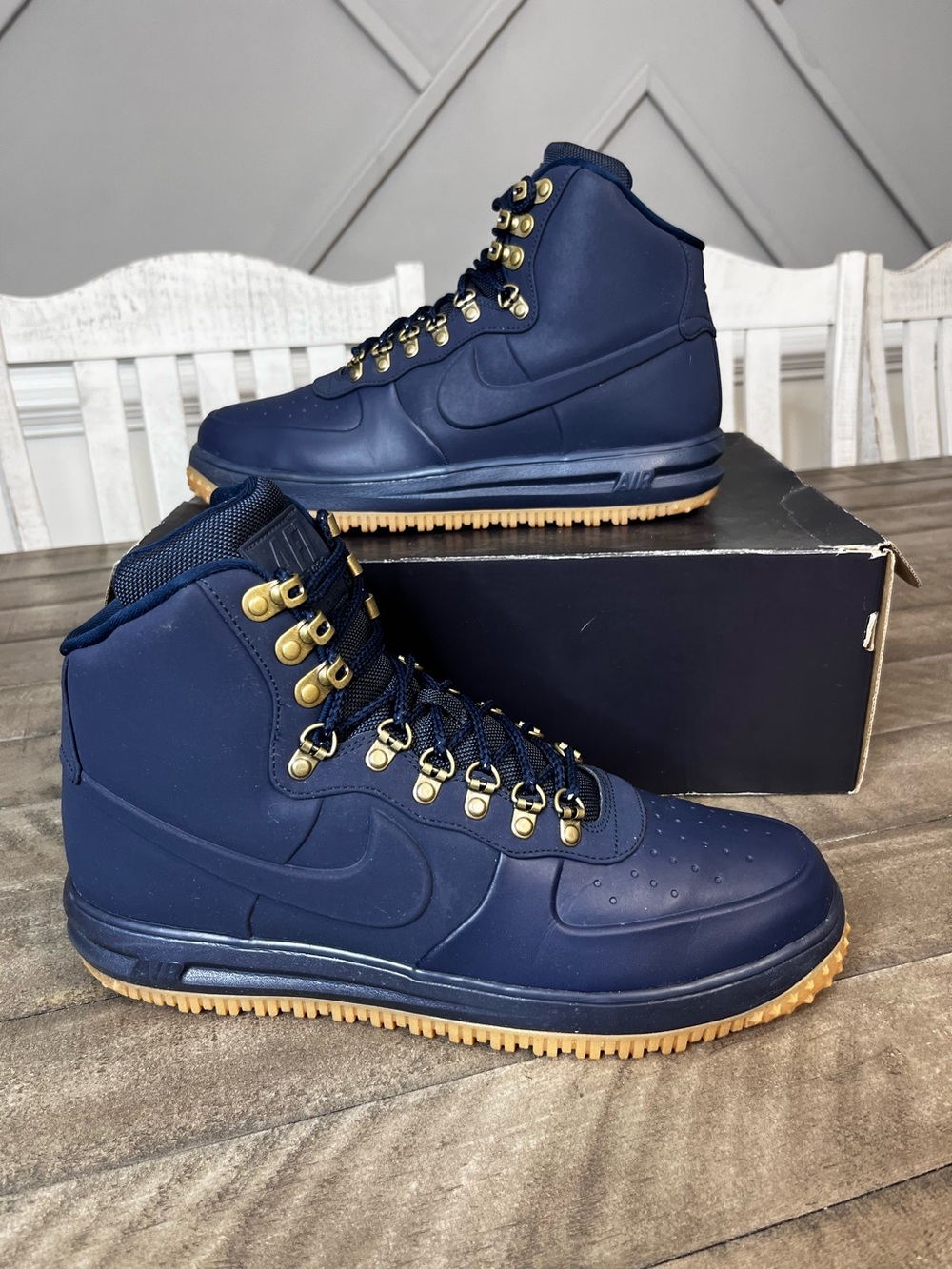 Nike Lunar Force 1 Duckboot High Shoes Obsidian Blue Men's Sz 13